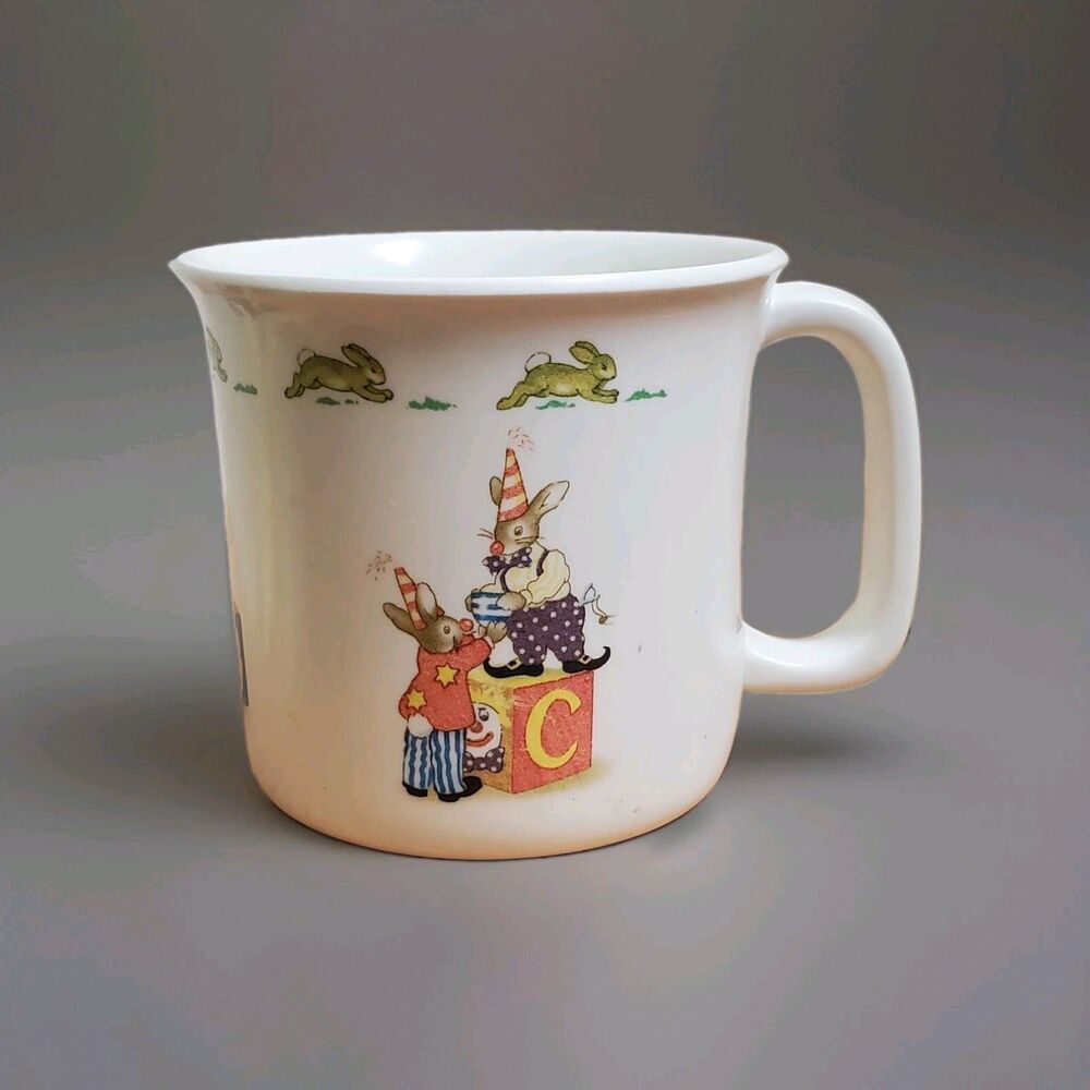 Bunnykins Royal Doulton Mug Handle Cup Plastic 2002 Vintage Faded Pre-Owned